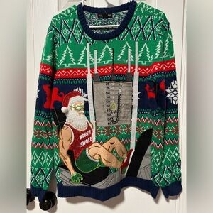 Men’s Christmas holiday Santa sweatshirt exercise weights travel party unisex